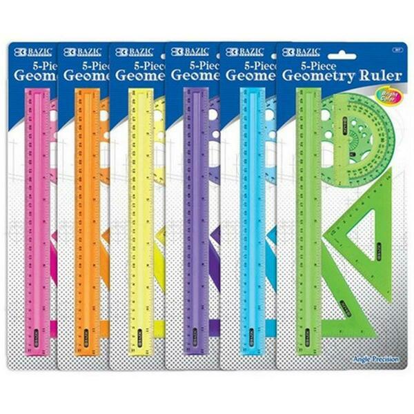 Bazic Products Bazic 5-Piece Geometry Ruler Combination Sets Pack of 24 307